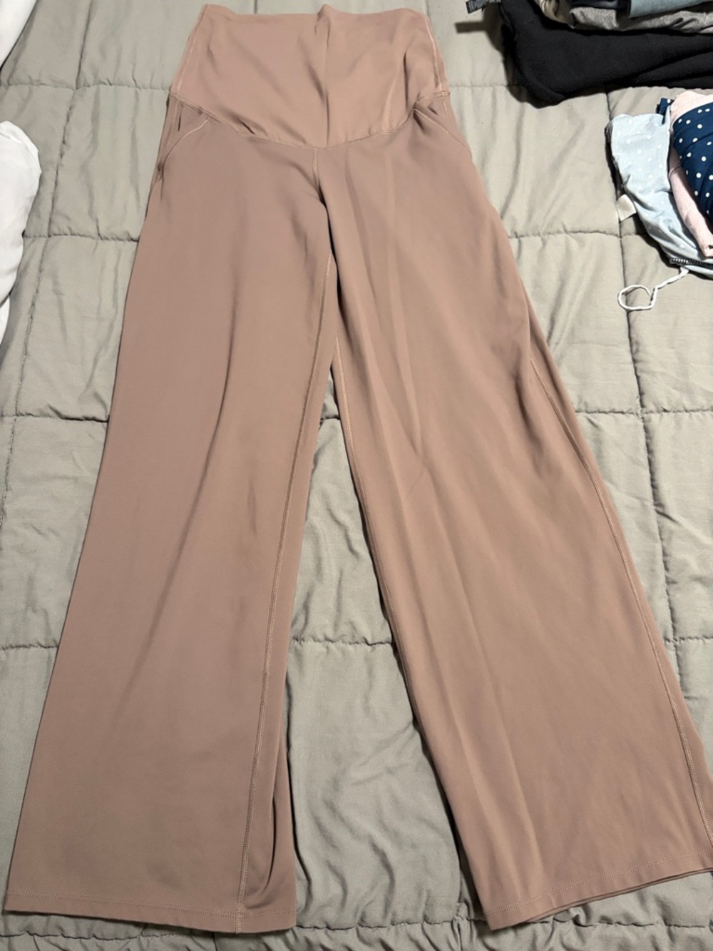 Maternity Wide-Leg High-Waist Pants in taupe